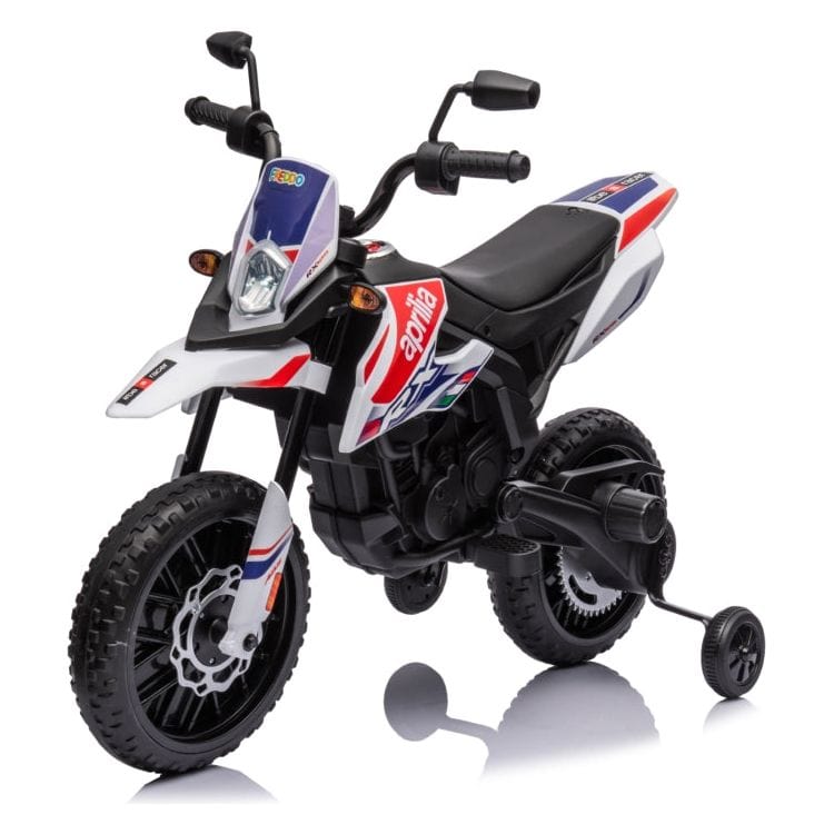 12V Aprilia Motorcycle 1 Seater Ride On for Kids - White