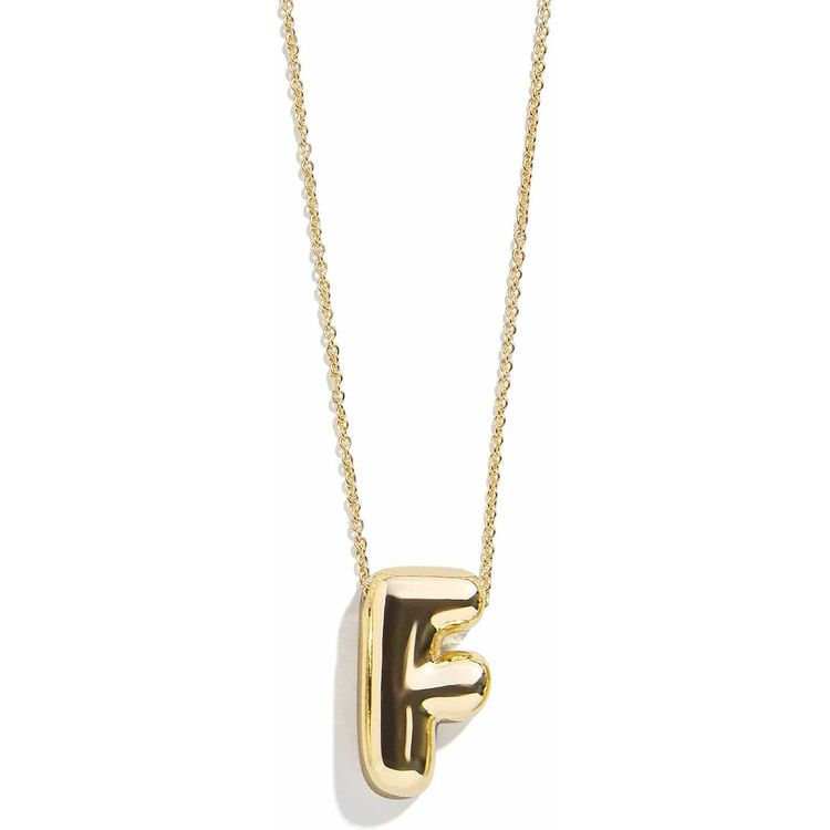 Gold Bubble Initial Necklace - F
