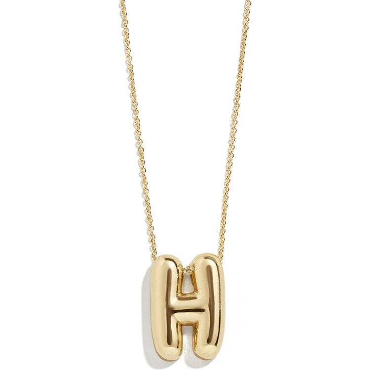 Gold Bubble Initial Necklace - H