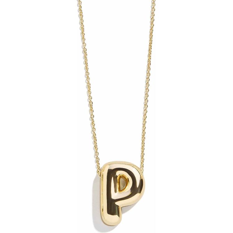 Gold Bubble Initial Necklace - P