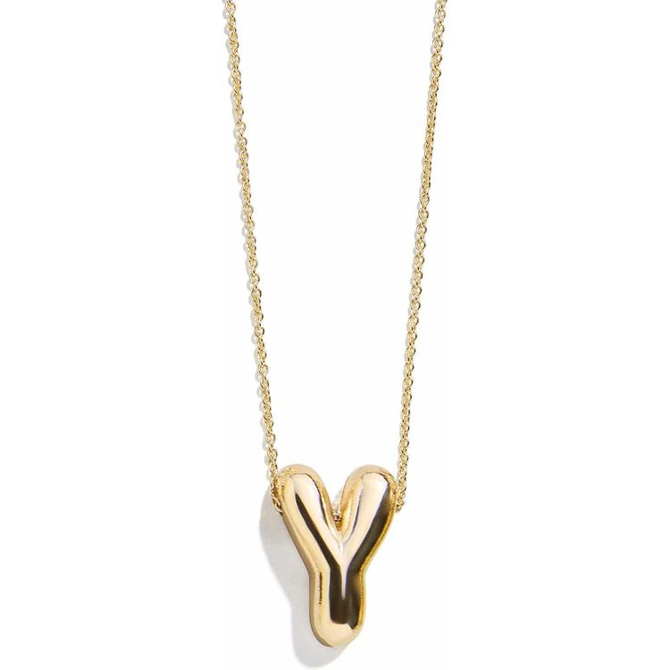 Gold Bubble Initial Necklace - Y