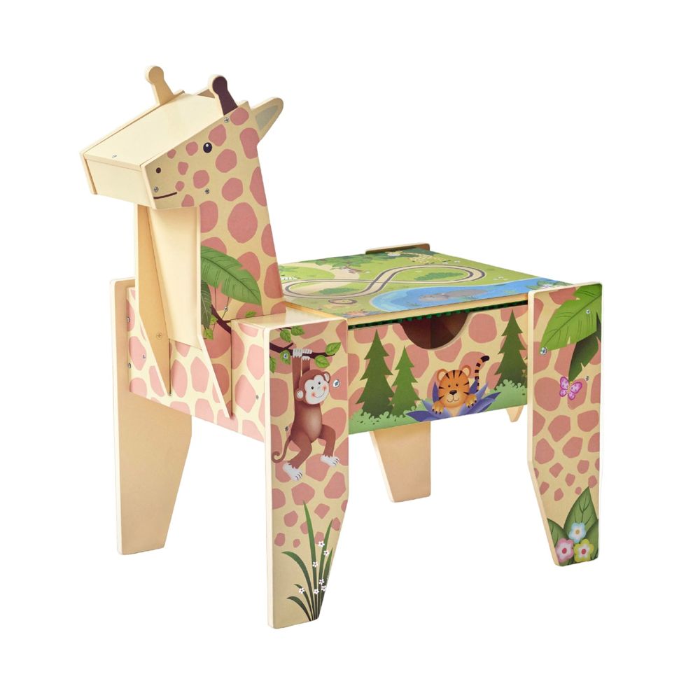 Jungle Giraffe 2-in-1 Wooden Activity Table + 23 Accessories & 1 Car