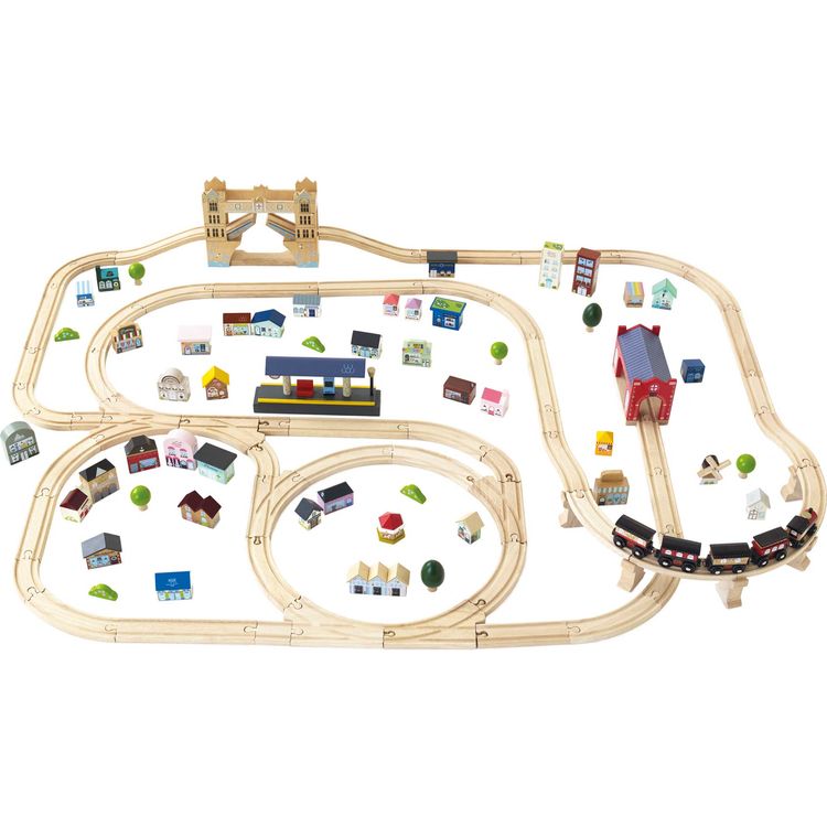 London Wood Train Set – 120 Pieces