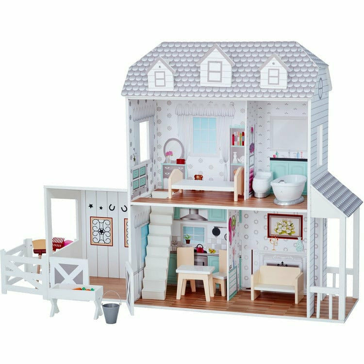 Dreamland Farm House Dollhouse - White / Grey