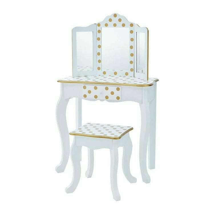 Polka Dot Gisele Play Vanity Set - White/Gold