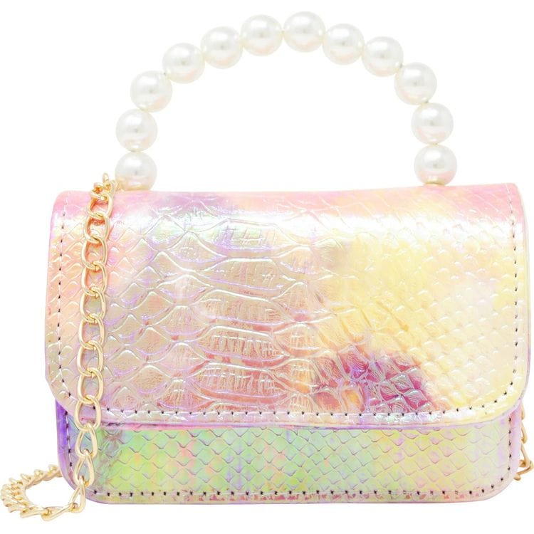 Tie Dye Crocodile Pearl Handle Bag - Pink