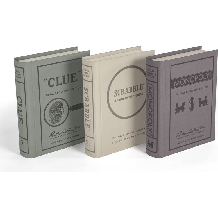 Vintage Bookshelf Games 3-Pack: Monopoly, Scrabble, Clue